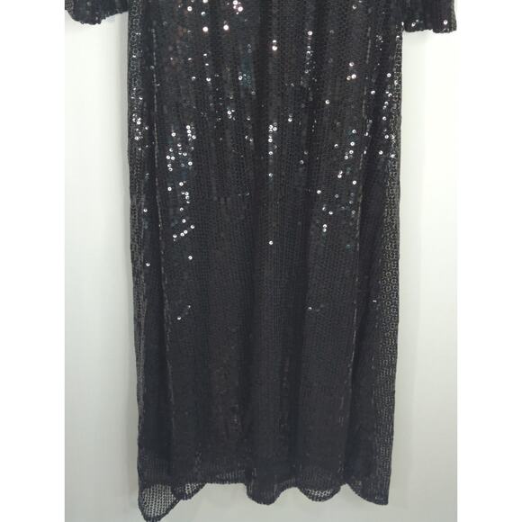 TS Couture Women's Black Sequin Maxi Evening Dress Size 6 NWT Whimsical Glam - Picture 4 of 11